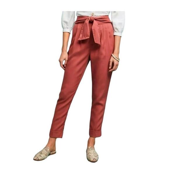 Anthropologie Cartonnier Kingsley Belted Pants Rose Size 10 NWT